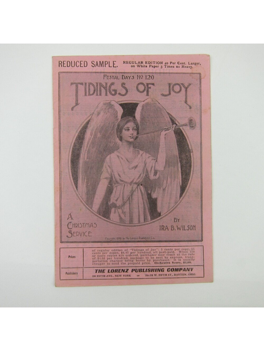 Sheet Music Christmas Service Sample Lorenz Publishing Co Dayton OH Antique 1909